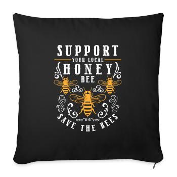 Abeilles mellifères sucrées - Housse de coussin décorative 45 x 45 cm - noir - Devant