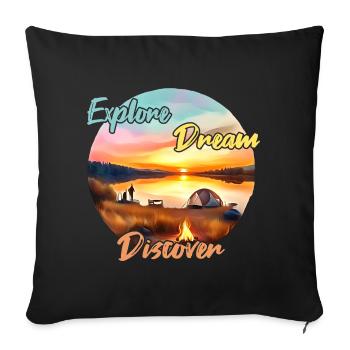 Camping Aventure Explorer Dream Discover - Housse de coussin décorative 45 x 45 cm - noir - Devant