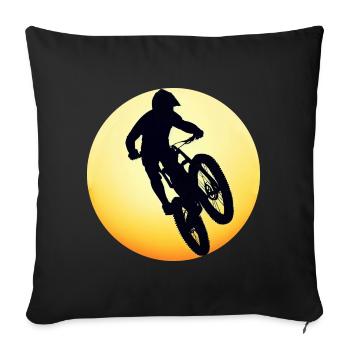 Mountain Bike Downhill - Sunset Silhouette - Sofa pillowcase 17,3'' x 17,3'' (45 x 45 cm) - black - Front
