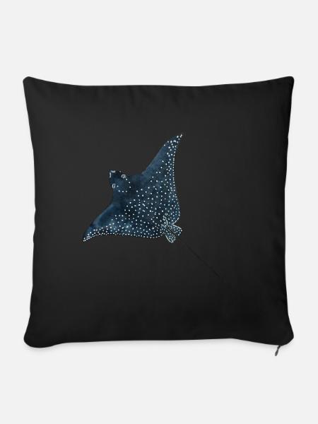 Rochen Adlerrochen Stachelrochen Riff Tauchen - Sofakissenbezug 45 x 45 cm - Schwarz