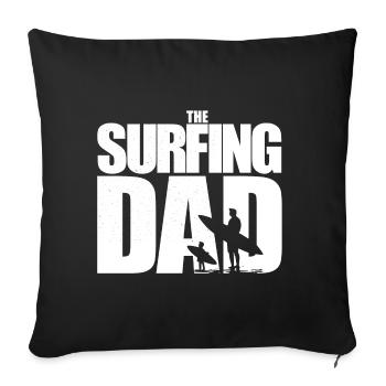 Surfeur, Surfeur Papa, Surfeur Enfant, Wellenreiten - Housse de coussin décorative 45 x 45 cm - noir - Devant