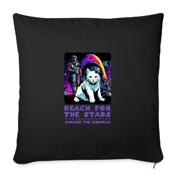 Cosmic Cat Power - Discover the Stars - Sofa pillowcase 17,3'' x 17,3'' (45 x 45 cm) - black - Front