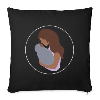 Mama und Kind - Sofakissenbezug 45 x 45 cm - Schwarz - Vorne