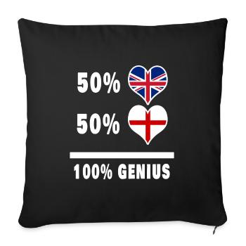 England and Great Britain 100% Genius Flag - Sofa pillowcase 17,3'' x 17,3'' (45 x 45 cm) - black - Front