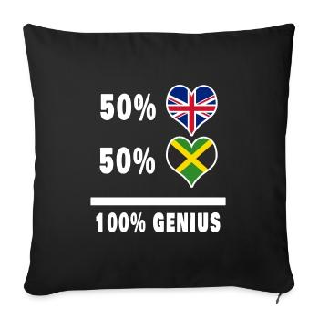 Drapeau 100% Genius de la Jamaïque et de la Grande-Bretagne - Housse de coussin décorative 45 x 45 cm - noir - Devant