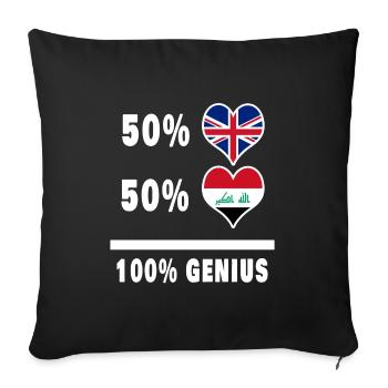 Iraq and Great Britain 100% Genius Flag - Sofa pillowcase 17,3'' x 17,3'' (45 x 45 cm) - black - Front