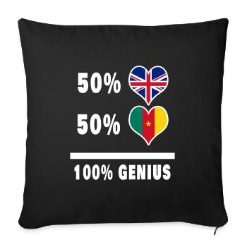 Cameroun et Grande-Bretagne 100% Genius Flag - Housse de coussin décorative 45 x 45 cm - noir - Devant