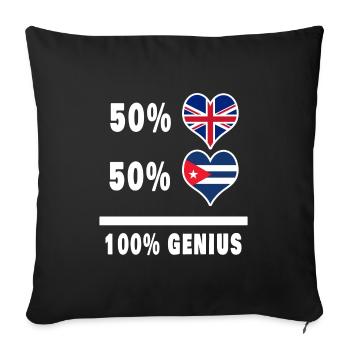 Cuba et la Grande-Bretagne 100% Genius Flag - Housse de coussin décorative 45 x 45 cm - noir - Devant