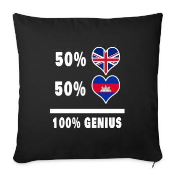 Cambodge et Grande-Bretagne 100% Genius Flag - Housse de coussin décorative 45 x 45 cm - noir - Devant