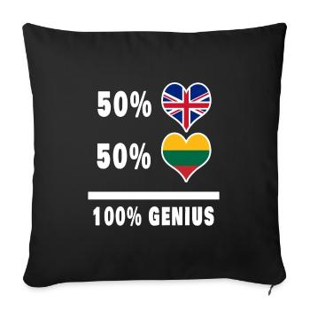 Lituanie et Grande-Bretagne 100% Genius Flag - Housse de coussin décorative 45 x 45 cm - noir - Devant