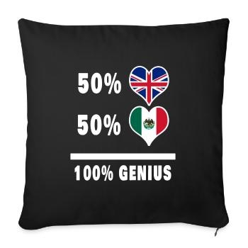 Mexique et Grande-Bretagne 100% Genius Flag - Housse de coussin décorative 45 x 45 cm - noir - Devant