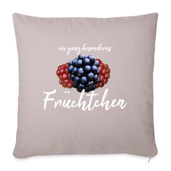 Früchtchen frech - Sofakissenbezug 45 x 45 cm - helles Taupe - Vorne