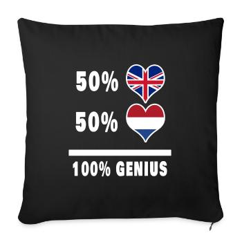 Pays-Bas et Grande-Bretagne 100% Genius Flag - Housse de coussin décorative 45 x 45 cm - noir - Devant