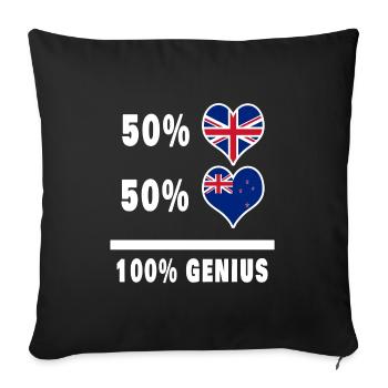 New Zealand and Great Britain 100% Genius Flag - Sofa pillowcase 17,3'' x 17,3'' (45 x 45 cm) - black - Front