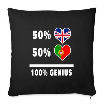 Portugal et Grande-Bretagne 100% Genius Flag - Housse de coussin décorative 45 x 45 cm - noir - Devant