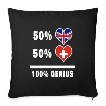 Switzerland and Great Britain 100% Genius Flag - Sofa pillowcase 17,3'' x 17,3'' (45 x 45 cm) - black - Front
