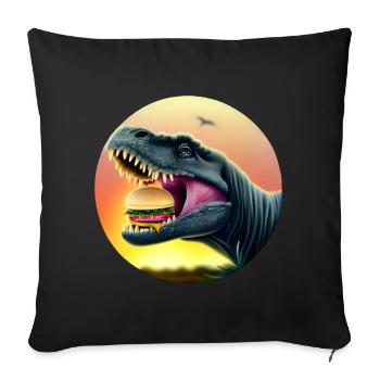 Cheeseburger Dinosauerier - Sofa pillowcase 17,3'' x 17,3'' (45 x 45 cm) - black - Front
