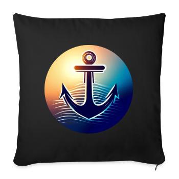 Anchor Sunset Round - Housse de coussin décorative 45 x 45 cm - noir - Devant