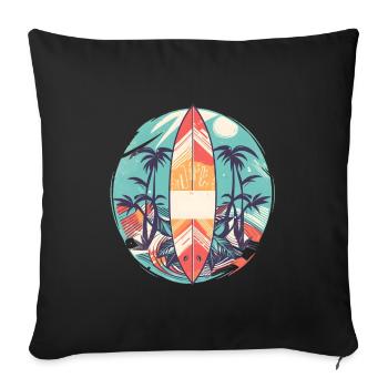 Surfboard - Sofa pillowcase 17,3'' x 17,3'' (45 x 45 cm) - black - Front