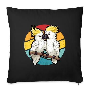 Cacatoès dans le style rétro coucher du soleil - Housse de coussin décorative 45 x 45 cm - noir - Devant
