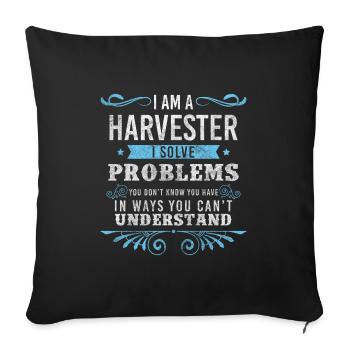 Farmer Agriculture Harvest Time Field - Sofa pillowcase 17,3'' x 17,3'' (45 x 45 cm) - black - Front