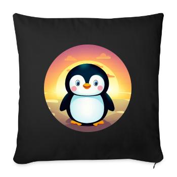 Cute penguin with blue eyes at sunset - Sofa pillowcase 17,3'' x 17,3'' (45 x 45 cm) - black - Front