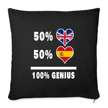 Spain and Great Britain 100% Genius Flag - Sofa pillowcase 17,3'' x 17,3'' (45 x 45 cm) - black - Front