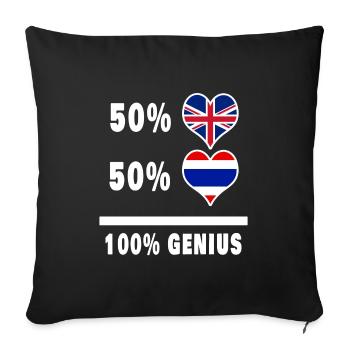 Thaïlande et Grande-Bretagne 100% Genius Flag - Housse de coussin décorative 45 x 45 cm - noir - Devant