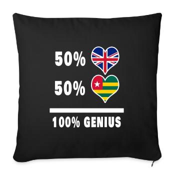 Togo et Grande-Bretagne 100% Genius Flag - Housse de coussin décorative 45 x 45 cm - noir - Devant