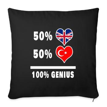 Turkey and Great Britain 100% Genius Flag - Sofa pillowcase 17,3'' x 17,3'' (45 x 45 cm) - black - Front