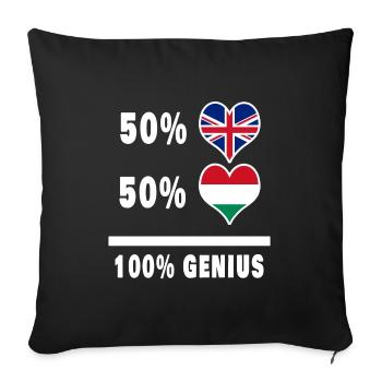 Hongrie et Grande-Bretagne 100% Genius Flag - Housse de coussin décorative 45 x 45 cm - noir - Devant