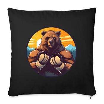 Boxender Bär bei Sonnenuntergang - Sofakissenbezug 45 x 45 cm - Schwarz - Vorne