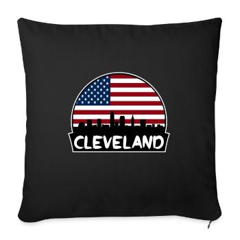 Cleveland, Ohio, USA, Flagge, Skyline, Silhouette, Reisen - Sofakissenbezug 45 x 45 cm - Schwarz - Vorne