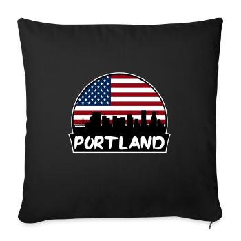 Portland Oregon USA Flagge Skyline Silhouette Reisen - Sofakissenbezug 45 x 45 cm - Schwarz - Vorne