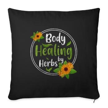 Herbes médicinales Nature Santé - Housse de coussin décorative 45 x 45 cm - noir - Devant