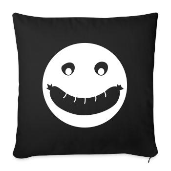 Grillen Monster Bratwurst Fan Camping Smiley Hobby - Sofakissenbezug 45 x 45 cm - Schwarz - Vorne
