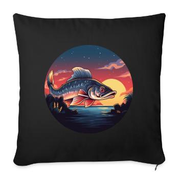 Angler Fisch Forelle Sunset - Sofakissenbezug 45 x 45 cm - Schwarz - Vorne