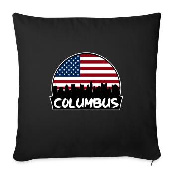 Columbus Ohio États-Unis Flag Skyline Silhouette Voyage - Housse de coussin décorative 45 x 45 cm - noir - Devant