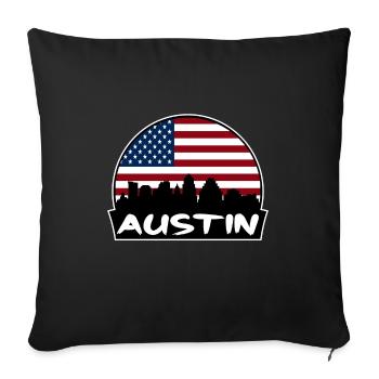 Austin Texas USA Flagge Skyline Silhouette Reisen - Sofakissenbezug 45 x 45 cm - Schwarz - Vorne