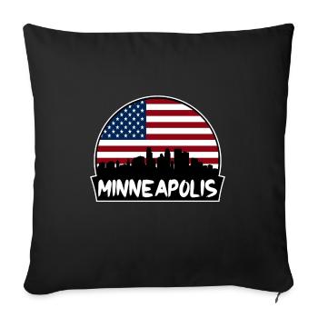 Minneapolis Minnesota USA Flagge Skyline Silhouette - Sofakissenbezug 45 x 45 cm - Schwarz - Vorne