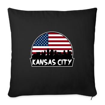 Kansas City Missouri États-Unis Flag Skyline Silhouette T - Housse de coussin décorative 45 x 45 cm - noir - Devant