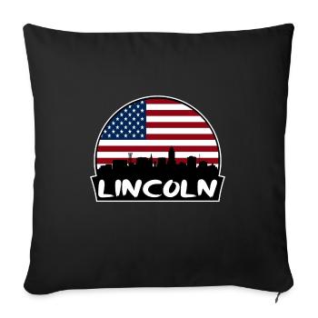 Lincoln Nebraska USA Flagge Skyline Silhouette Trave - Sofakissenbezug 45 x 45 cm - Schwarz - Vorne