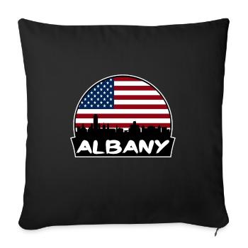 Albany, New York, USA, Flagge, Skyline, Silhouette, Reisen - Sofakissenbezug 45 x 45 cm - Schwarz - Vorne