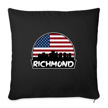 Richmond Virginia Usa Flag Skyline Silhouette Trav - Sofa pillowcase 17,3'' x 17,3'' (45 x 45 cm) - black - Front