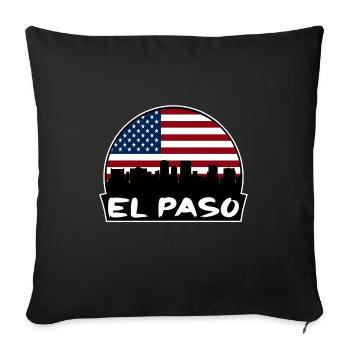 El Paso Texas Usa Flag Skyline Silhouette Travel - Sofa pillowcase 17,3'' x 17,3'' (45 x 45 cm) - black - Front