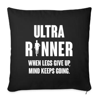 Ultra Runner. Lorsque les jambes abandonnent, l’ continue. - Housse de coussin décorative 45 x 45 cm - noir - Devant