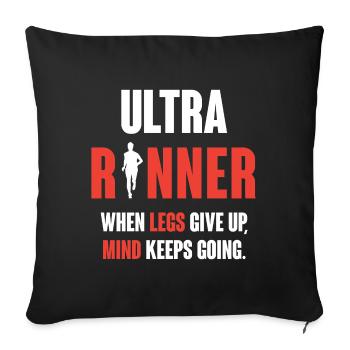 Ultra Runner. Lorsque les jambes abandonnent, l’ continue. - Housse de coussin décorative 45 x 45 cm - noir - Devant