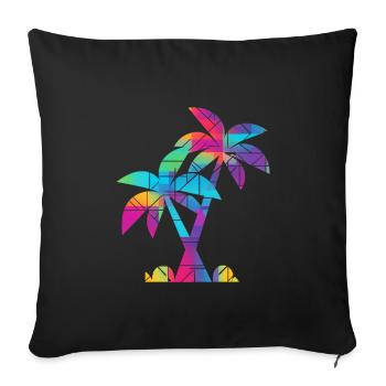 Palme bunt Urlaub Strand - Sofakissenbezug 45 x 45 cm - Schwarz - Vorne