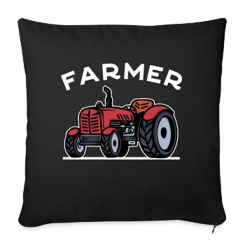 Commercial Vehicle Tractor Field Farmer Saying Organic Farmer - Sofa pillowcase 17,3'' x 17,3'' (45 x 45 cm) - black - Front