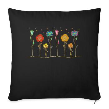 Blumen - Sofakissenbezug 45 x 45 cm - Schwarz - Vorne